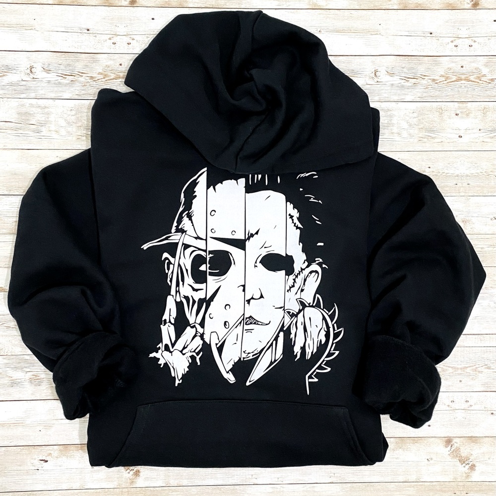 Halloween horror face sweatshirt hoodie, scary graphic, Halloween sweatshirts